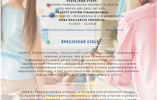 Národný projekt "Podpora pomáhajúcich profesií 3"